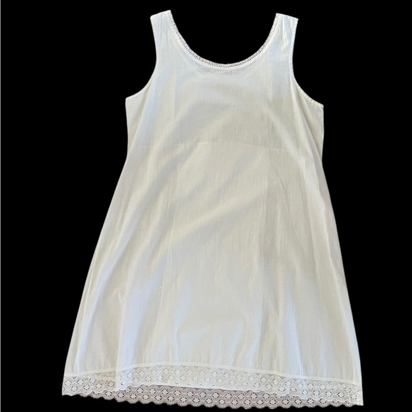 ANTIQUE HANDMADE WHITE COTTON SLIP NIGHTGOWN Lace Trim  Edwardian Cottagecore - Picture 7 of 9